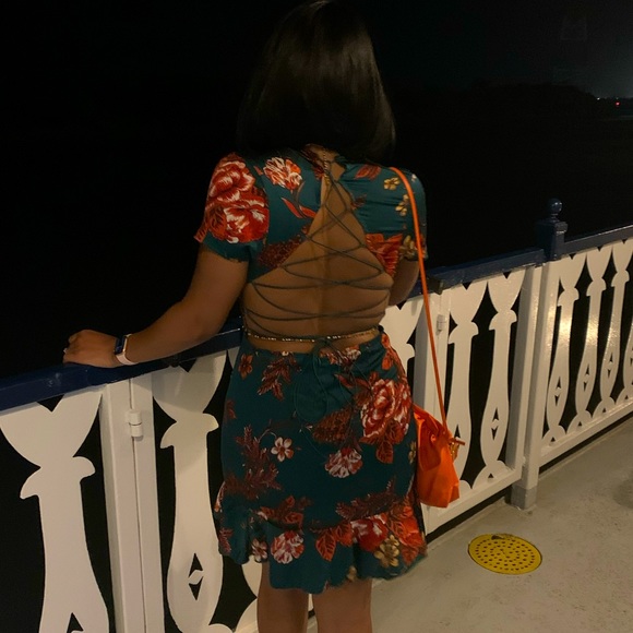 Deep V Backless Satin Dress - Picture 2 of 4